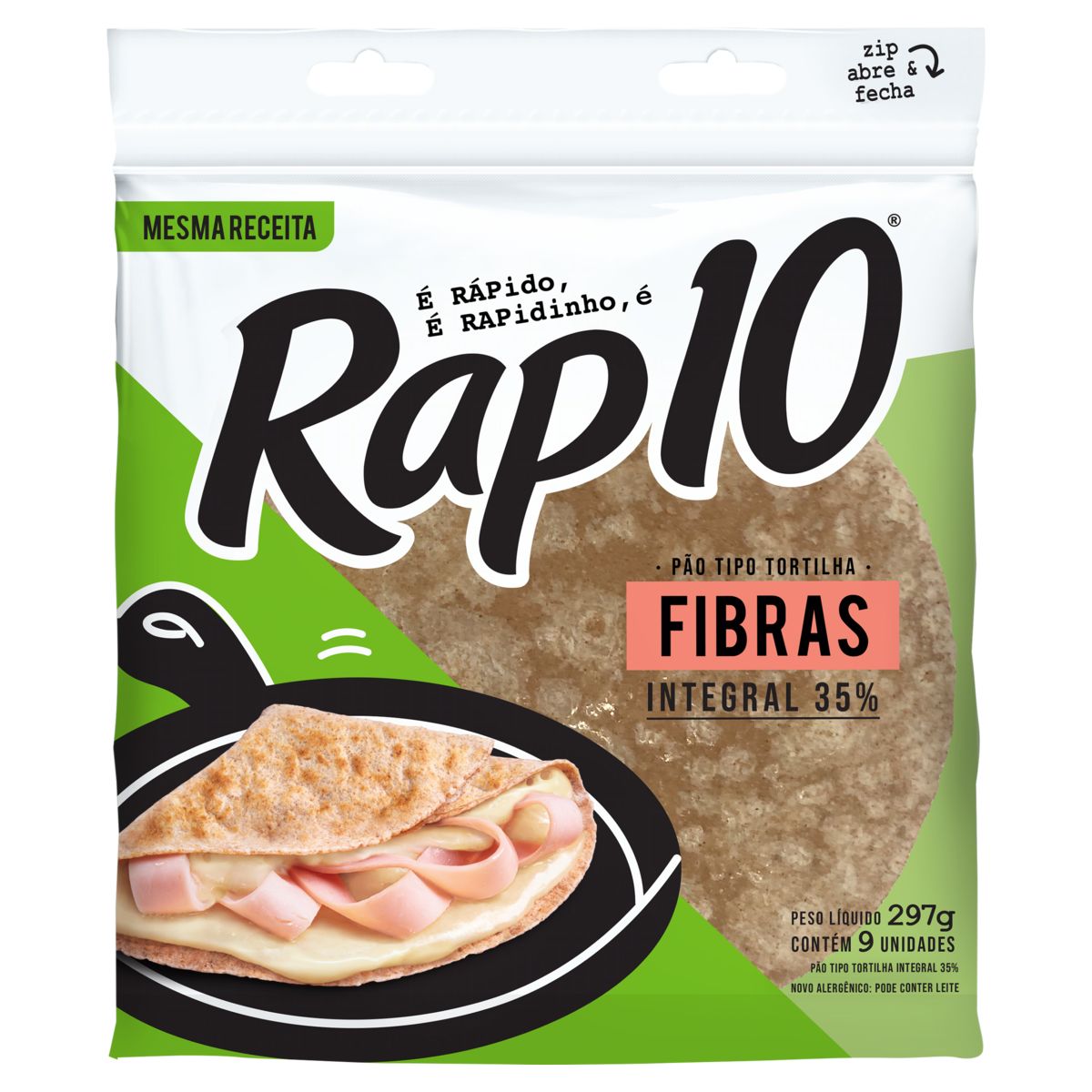 Pão Tortilha Rap10 Fibras 35% Integral Pouch 297g