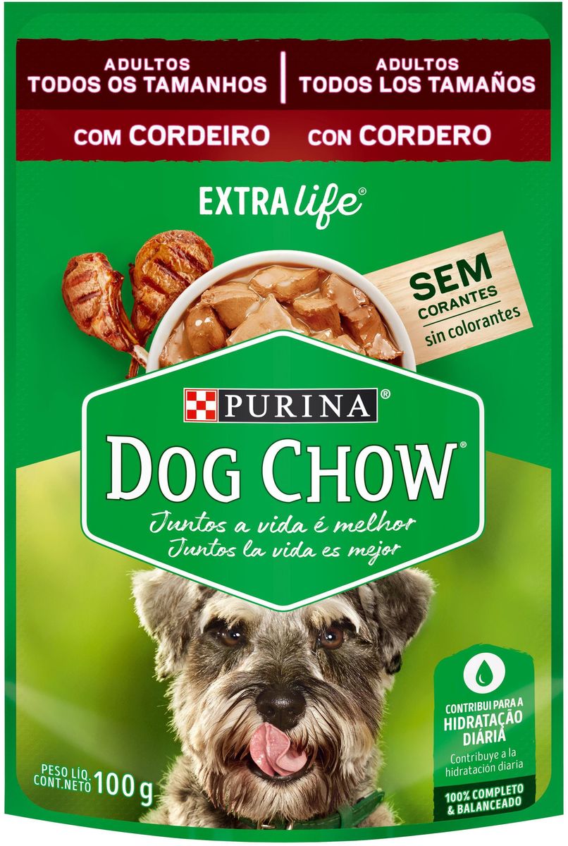 Alimento Dog Chow Cães Adultos Cordeiro 100g image number 0