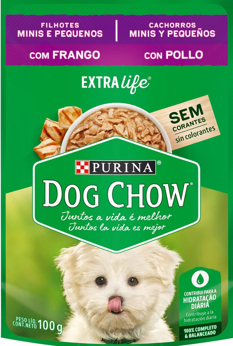 Alimento Dog Chow Cães Filhotes Minis e Pequenos Frango 100g