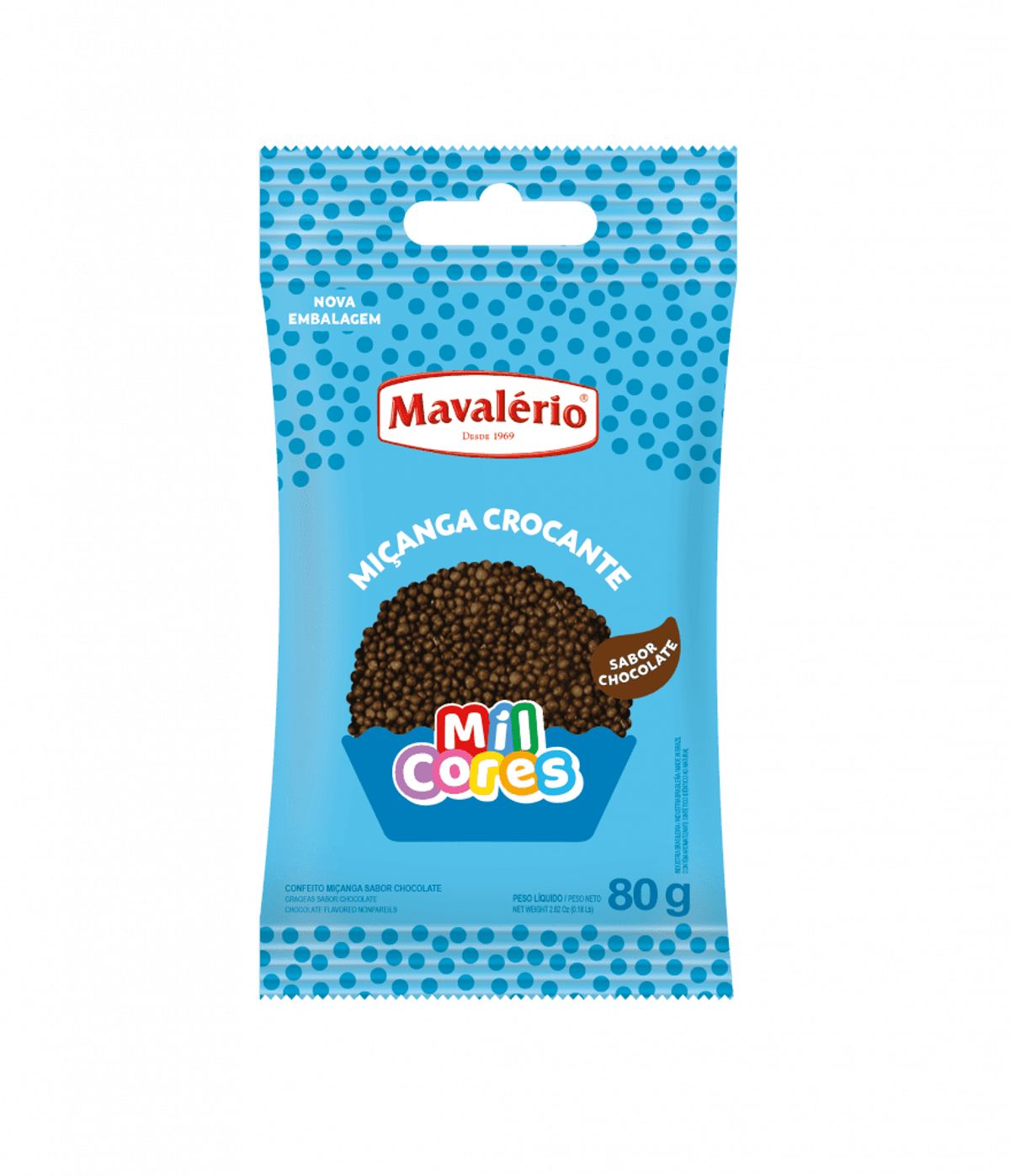 Confeito Miçanga Chocolate Mil Cores Pacote 80g