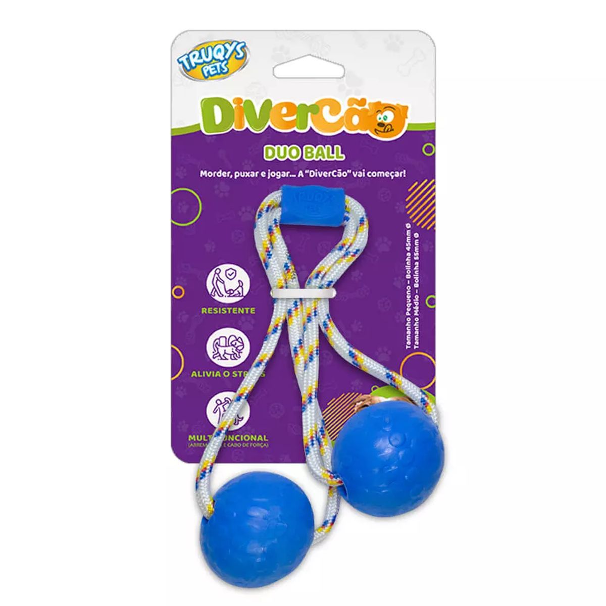 Brinquedo Divercão Truqys Pets Duo Ball Azul Unidade