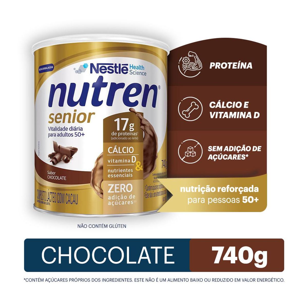 Complemento Alimentar Nutren Senior Chocolate 740g image number 1