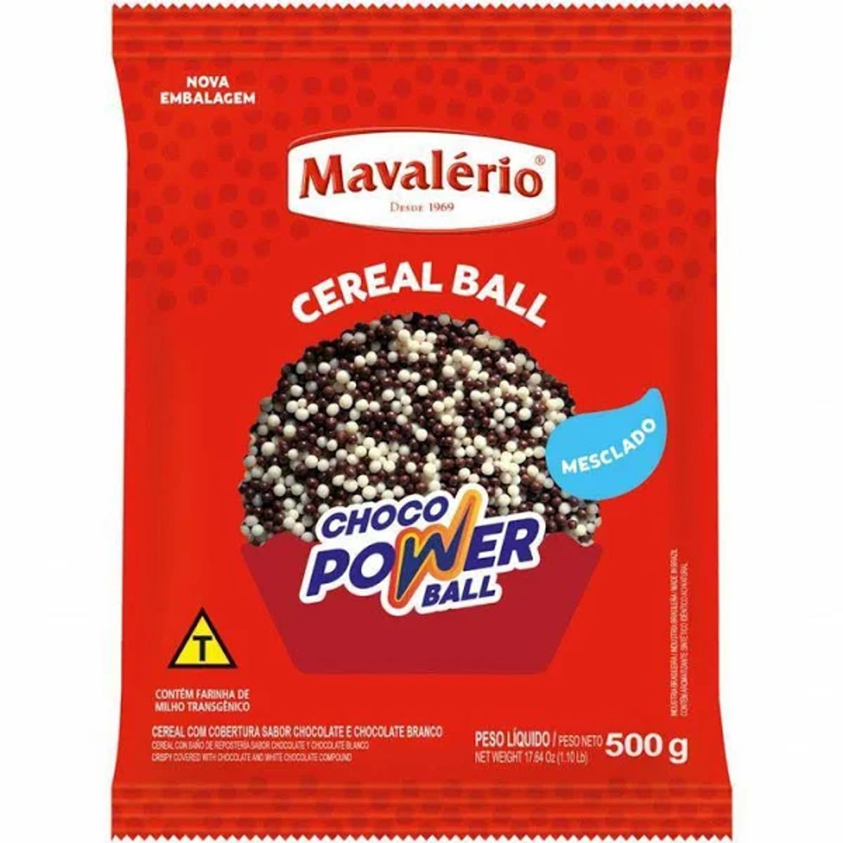 Cereal Choco Power Ball Micro Chocolate e Chocolate Branco Mavalério 500g image number 0