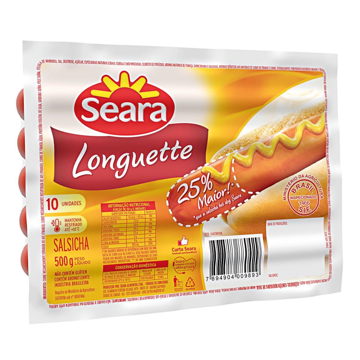 Salsicha Seara Longuette 500g