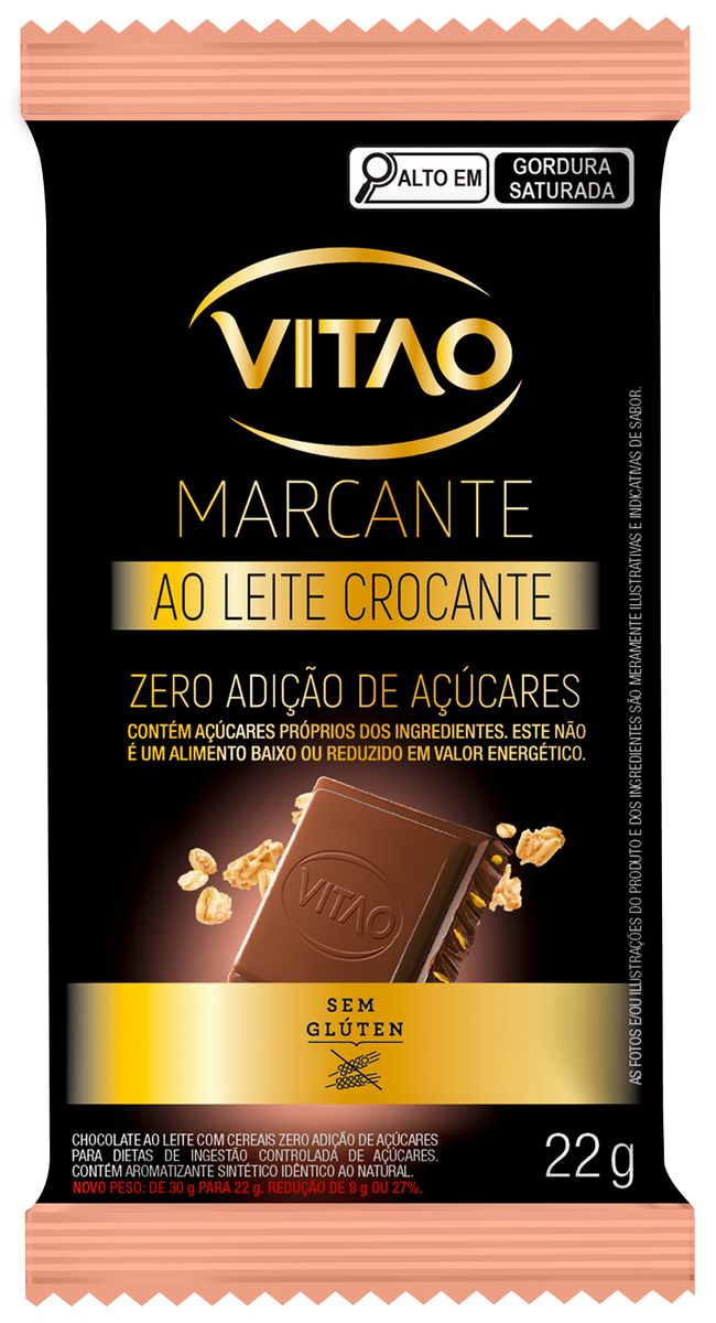 Chocolate Vitao ao Leite Crocante Zero Açúcar 22g image number 1