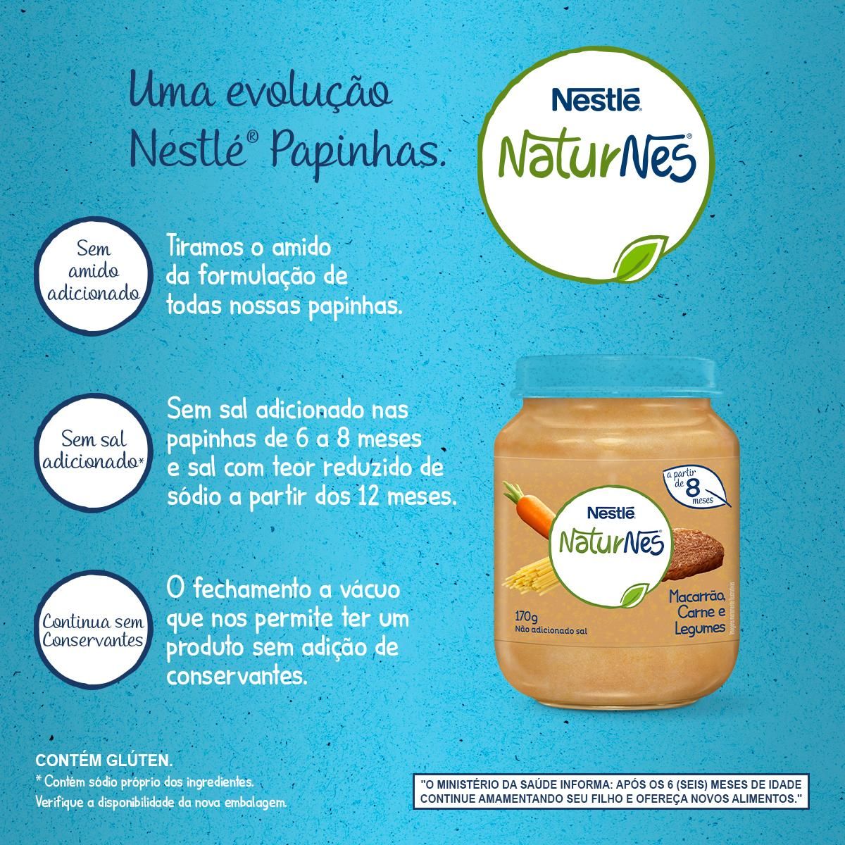 Papinha Nestlé Naturnes Macarrão, Carne e Legumes 170g image number 4