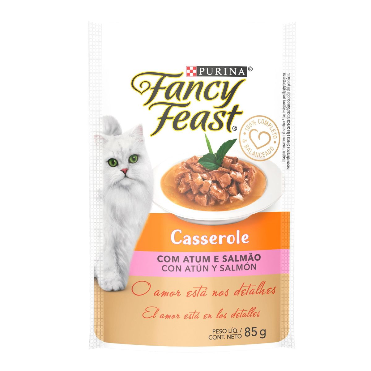 Alimento para Gatos Adultos Fancy Feast Casserole com Atum e Salmão 85g