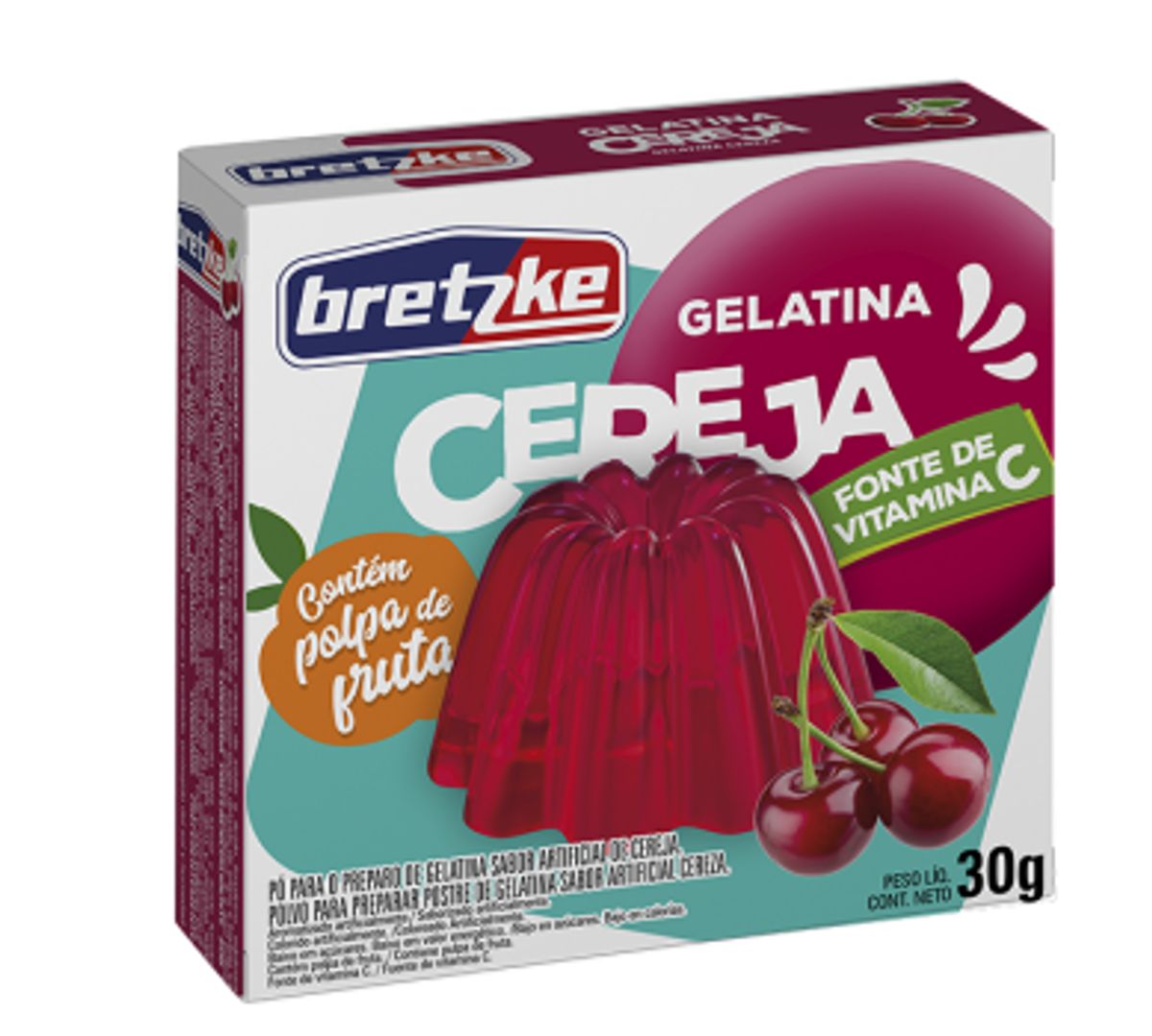 Gelatina Pó Cereja Bretzke Caixa 30g