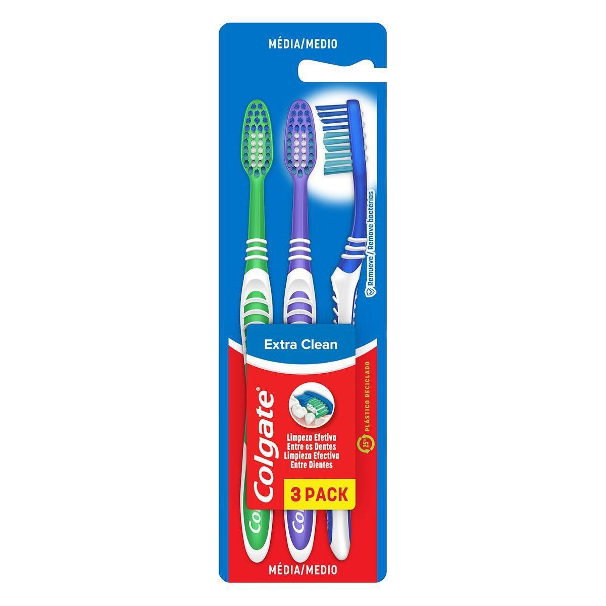 Escova de Dente Colgate Extra Clean 3 Unidades Promocional image number 0