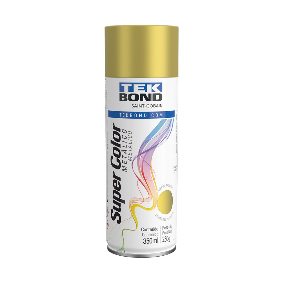 Tinta Spray Tek Bond Super Color Metálico Dourado 350ml