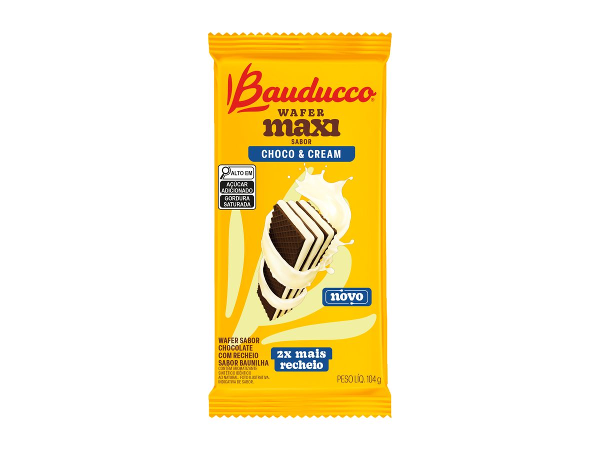 Biscoito Wafer Bauducco Choco & Cream Pacote 104g