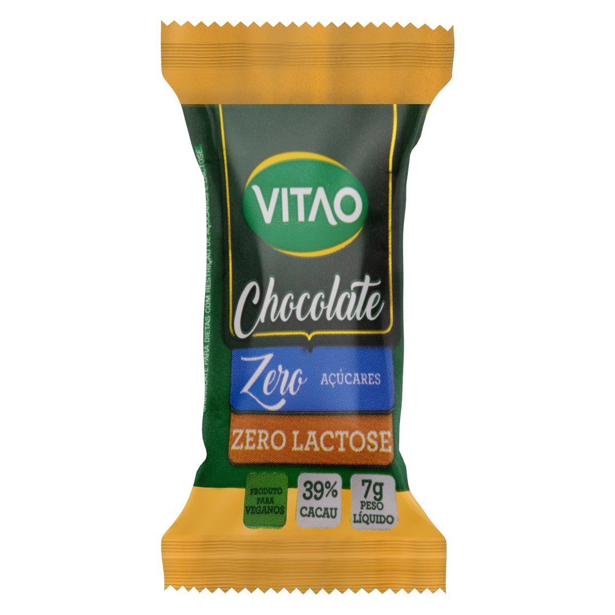 Chocolate 39% Cacau Zero Lactose Zero Açúcar Vitao Pacote 7g