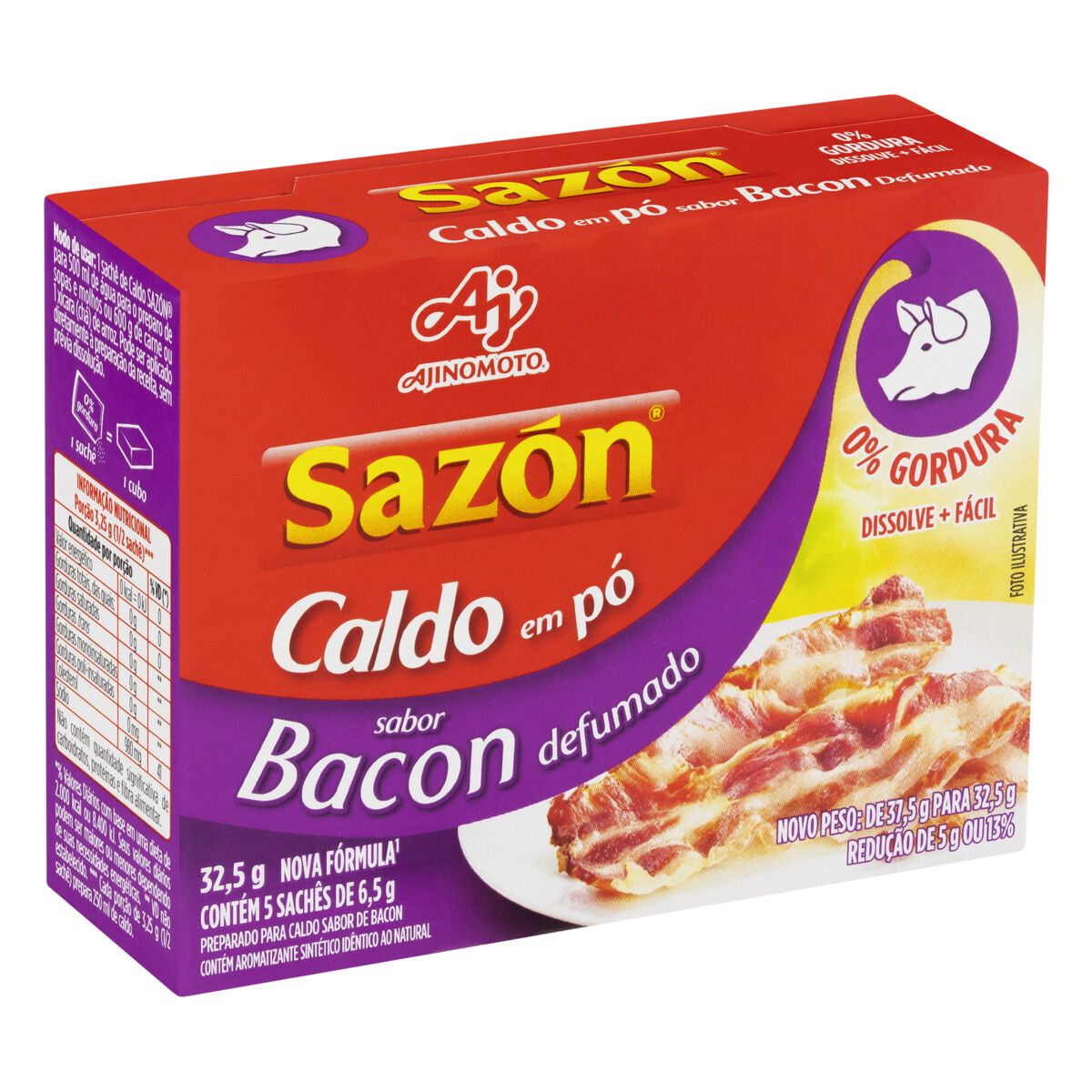 Caldo Pó Bacon Defumado Sazón Caixa 32,5g 5 Unidades image number 4