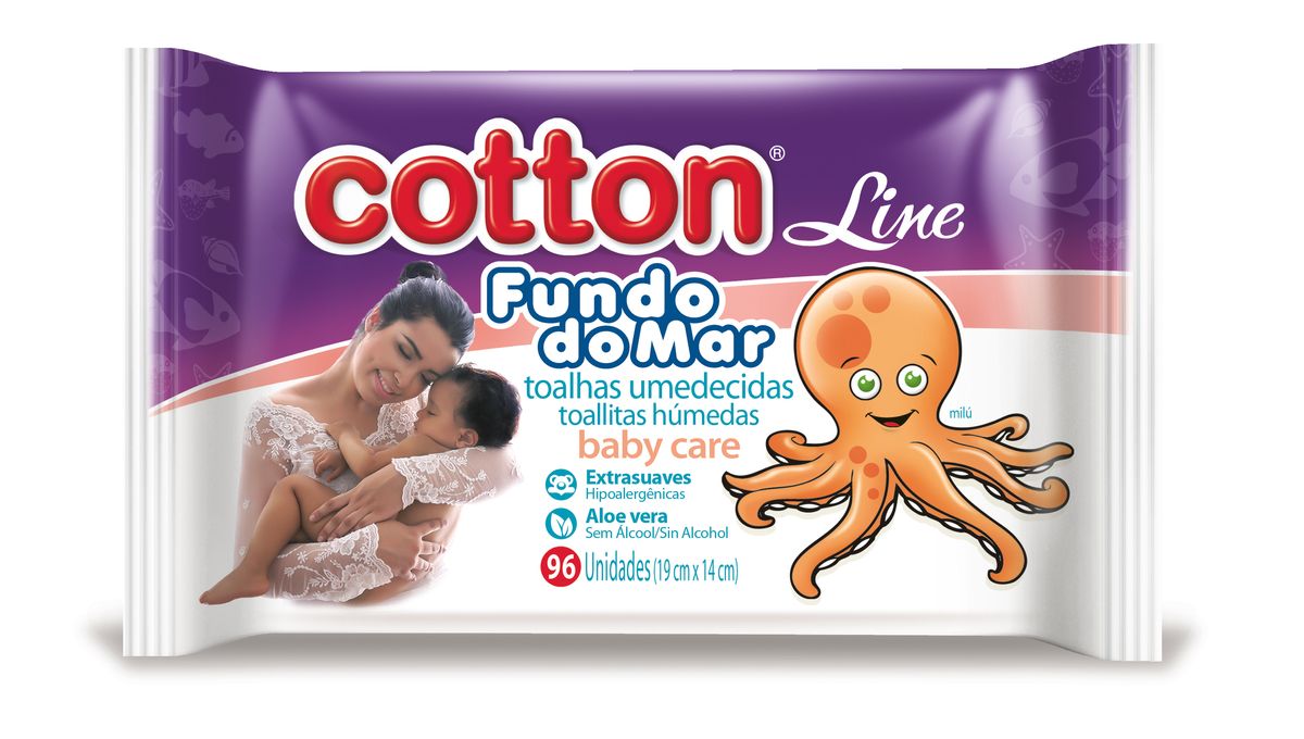 Toalhas Umedecidas Cotton Line Baby Care  96 Unidades