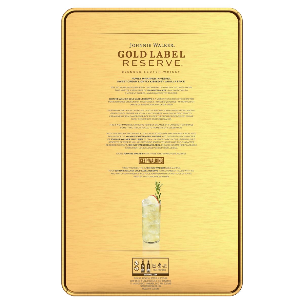 Kit Whisky Johnnie Walker Gold Label Reserve 750ml + Aged 50ml + Blue Label 50ml image number 1