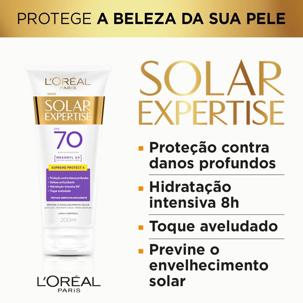 Protetor Solar Corporal L'Oréal Paris Solar Expertise Supreme Protect 4 FPS 70, 200ml image number 1