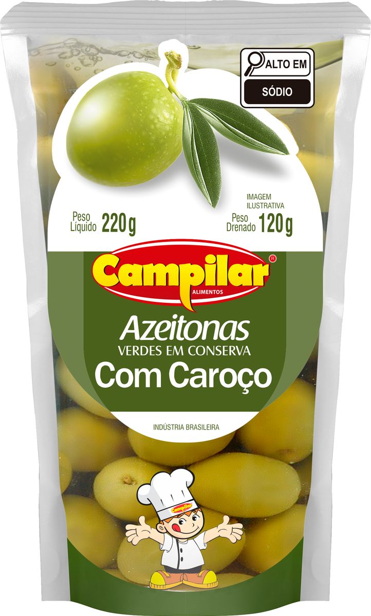 Azeitona Verde Campilar com Caroço Sachê 120g image number 0