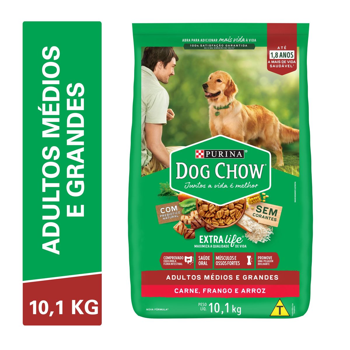 Alimento Dog Chow Cães Adultos Médios e Grandes Carne, Frango e Arroz 10,1kg image number 1