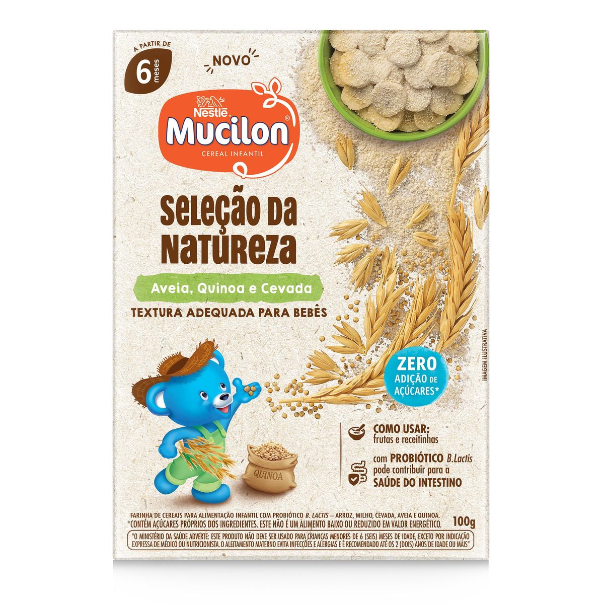 Cereal Infantil Aveia, Quinoa e Cevada Mucilon 100g