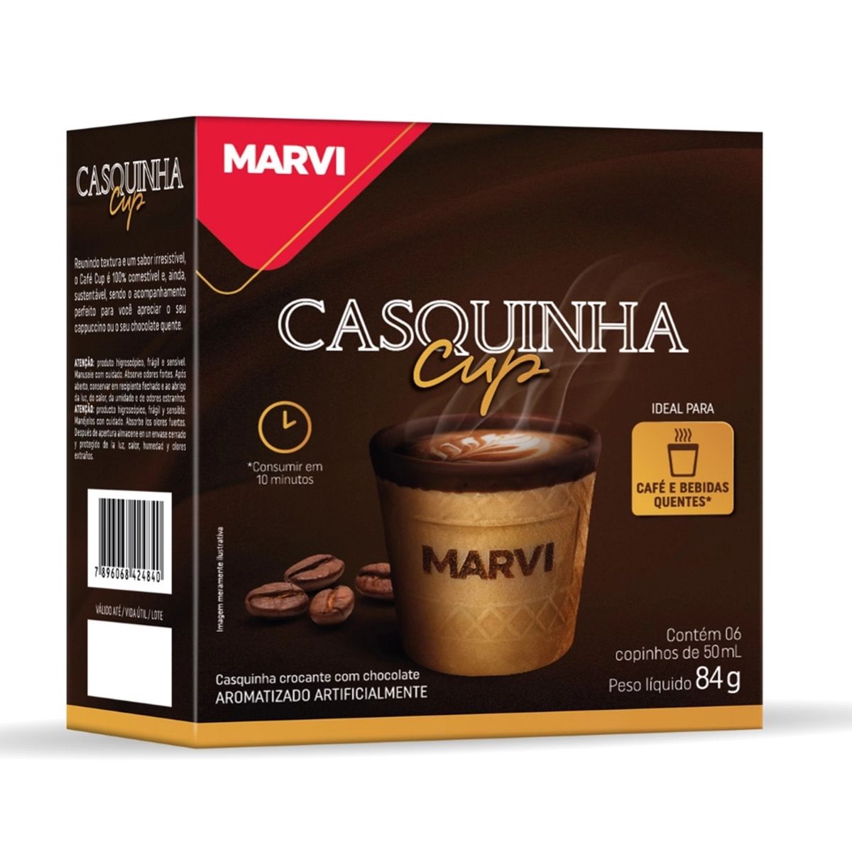 Casquinha Cup Marvi para Cafés e Bebidas Quentes 84g 6 Unidades de 50ml