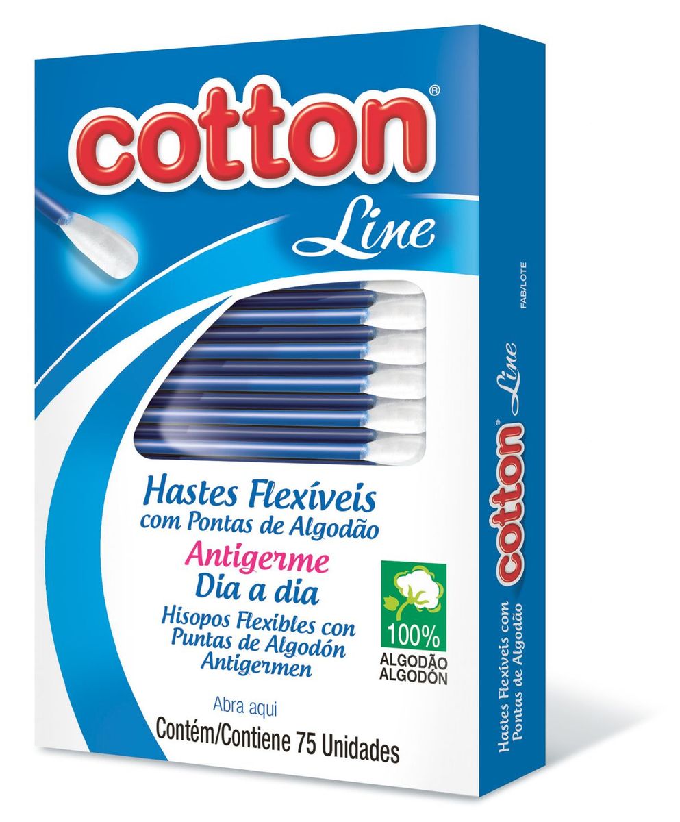 Cotonetes Cotton Line Hastes Flexíveis 75 Unidades