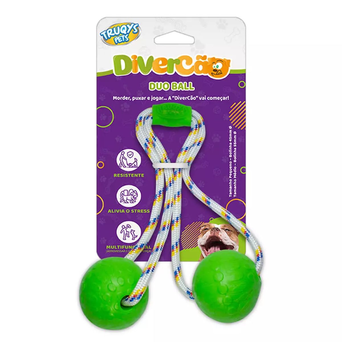 Brinquedo Divercão Truqys Pets Duo Ball Verde Unidade