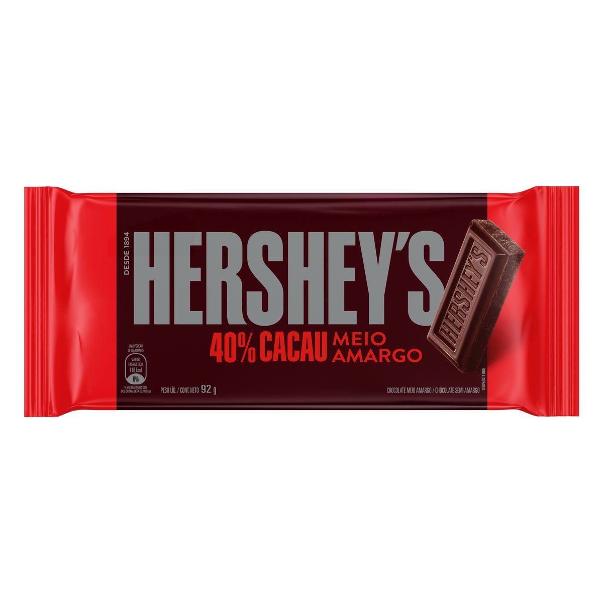 Chocolate Barra Hershey's Meio Amargo 40% Cacau 92g