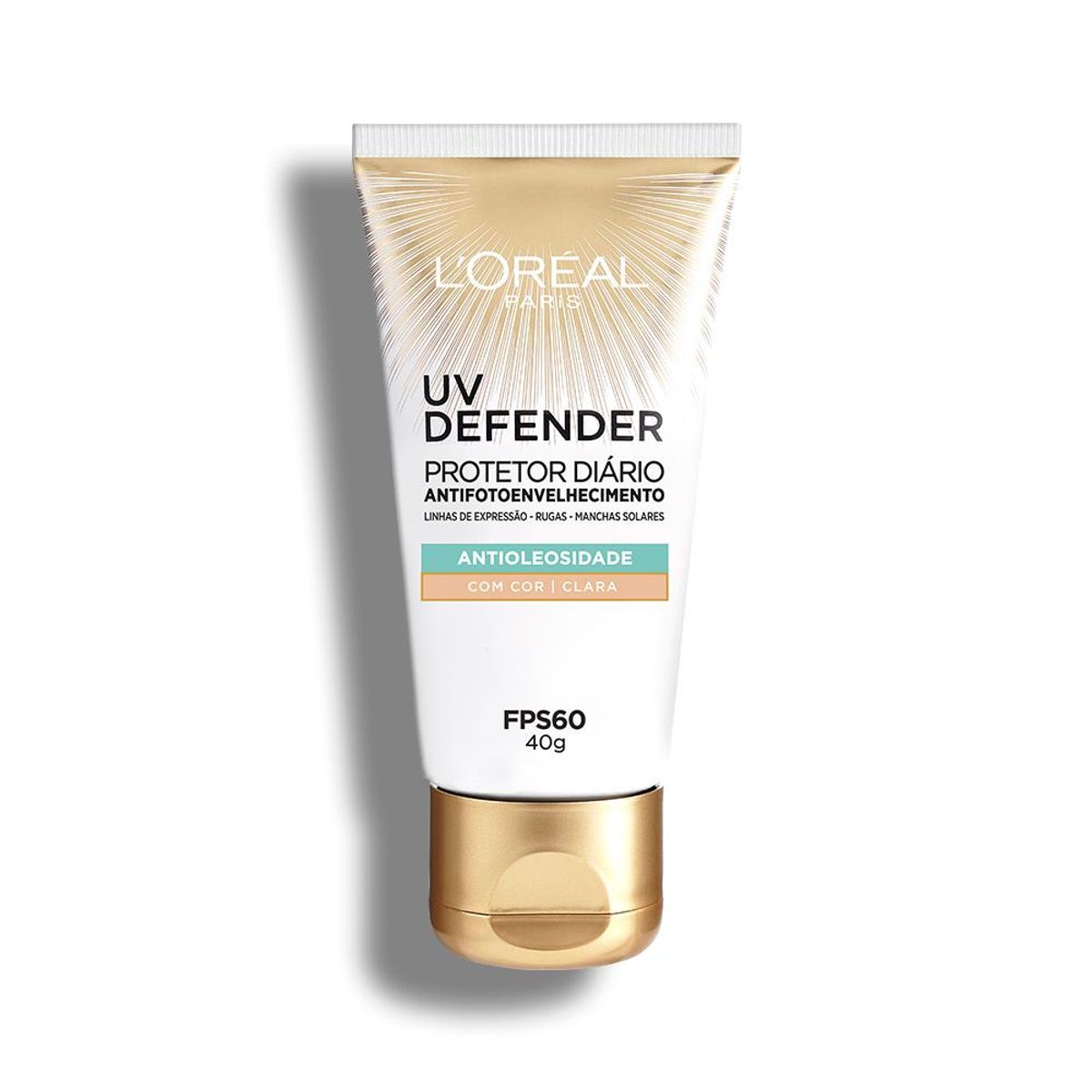 Protetor Solar Facial L'Oréal Paris UV Defender Antioleosidade Cor Clara FPS 60, 40g