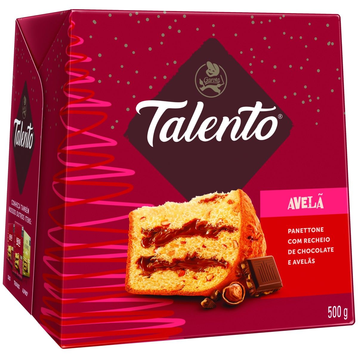 Panettone Talento Recheio Chocolate e Avelã Caixa 500g