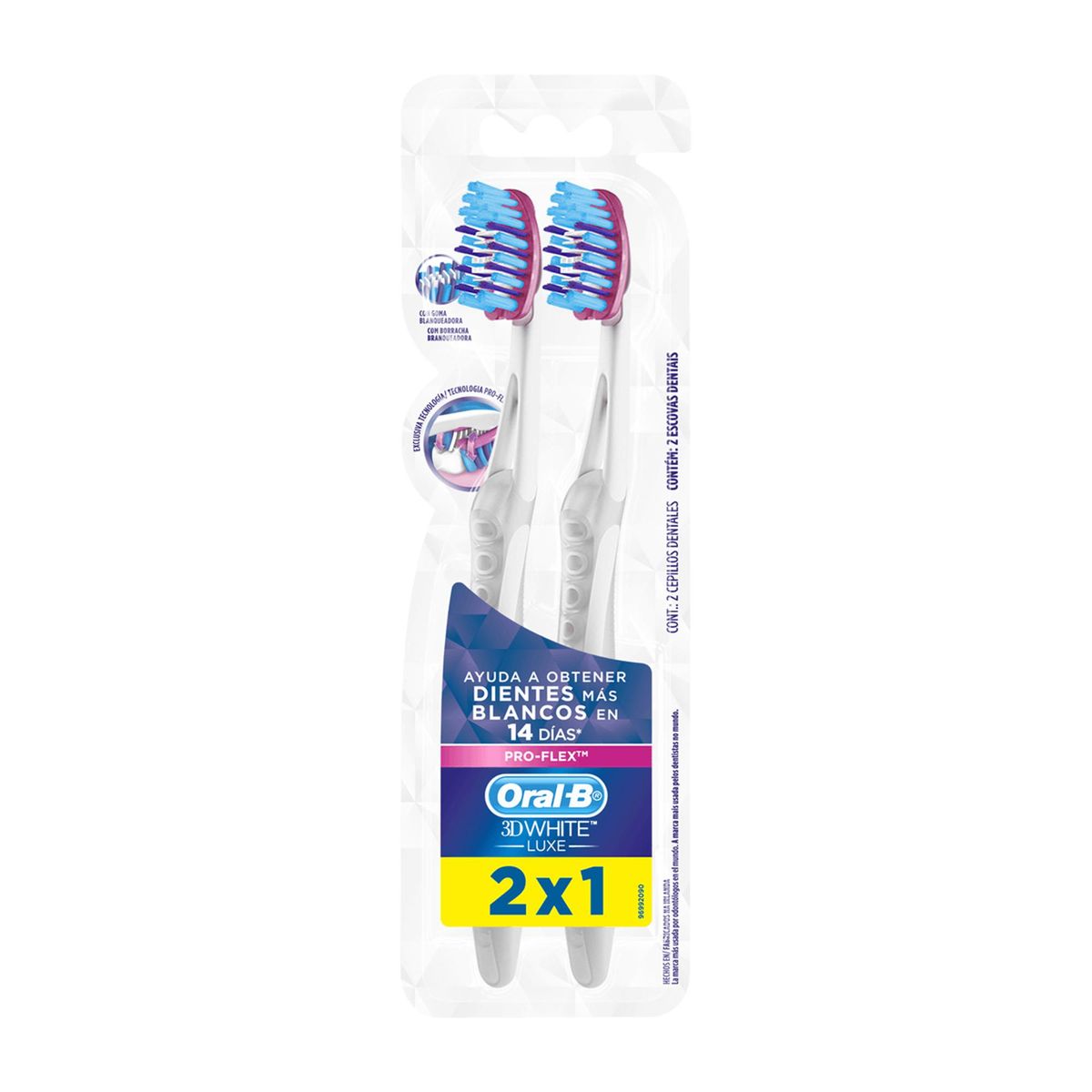 Escova Dental Oral-B 3D White Luxe Pro-Flex - 2 unidades