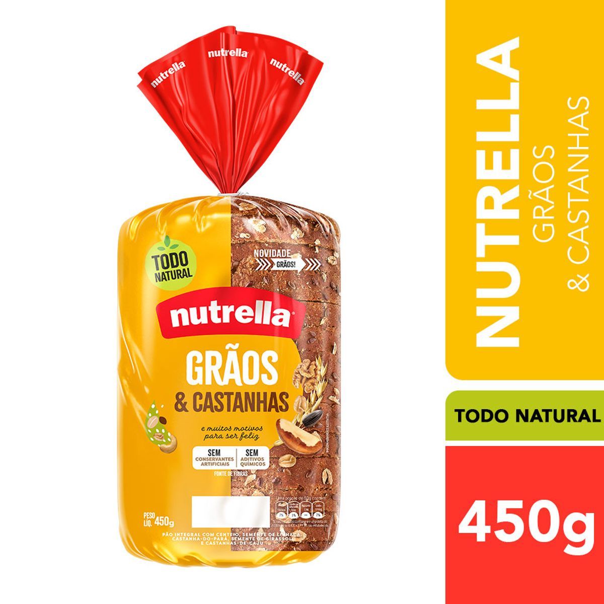 Pão Nutrella Grãos & Castanhas Pacote 450g image number 1