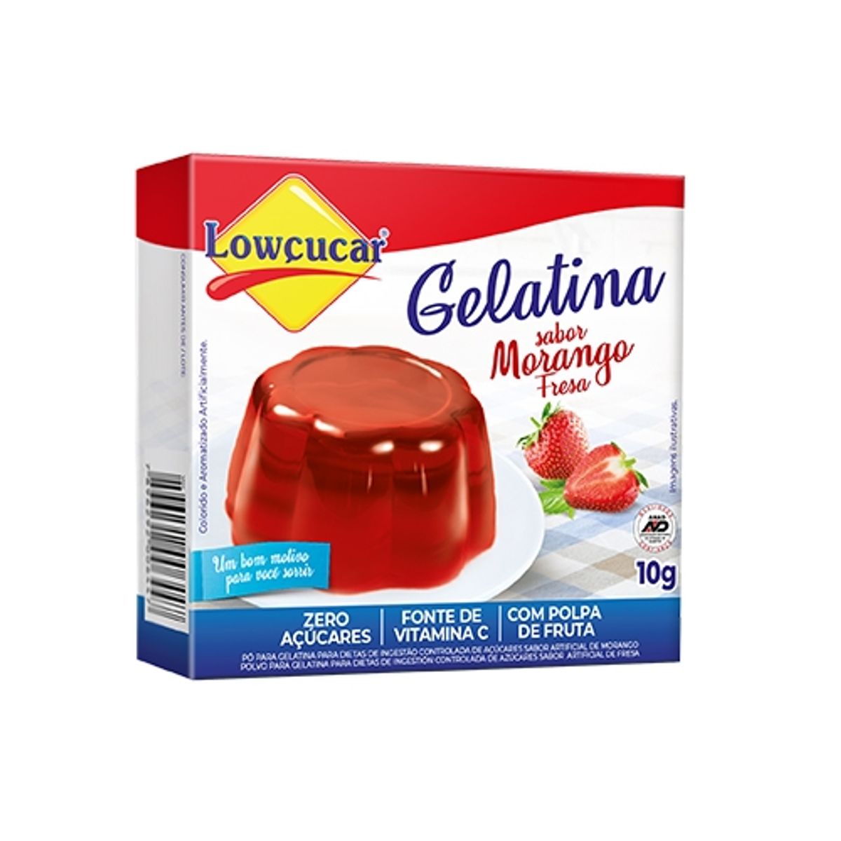 Gelatina Pó Morango Zero Açúcar Lowçucar Caixa 10g