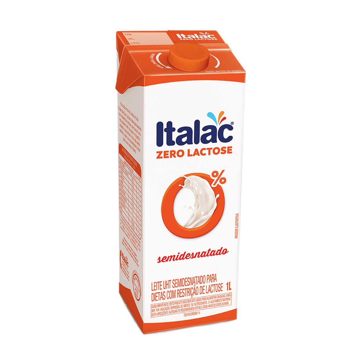 Leite Italac UHT Semi Desnatado Zero Lactose 1L