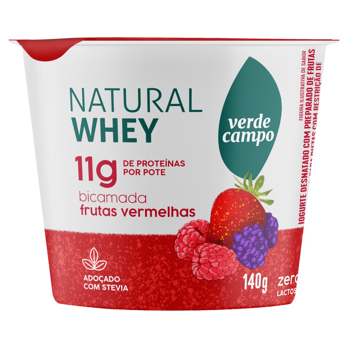 Iogurte Verde Campo Natural Whey Bicamadas Frutas Vermelhas Zero Lactose 140g