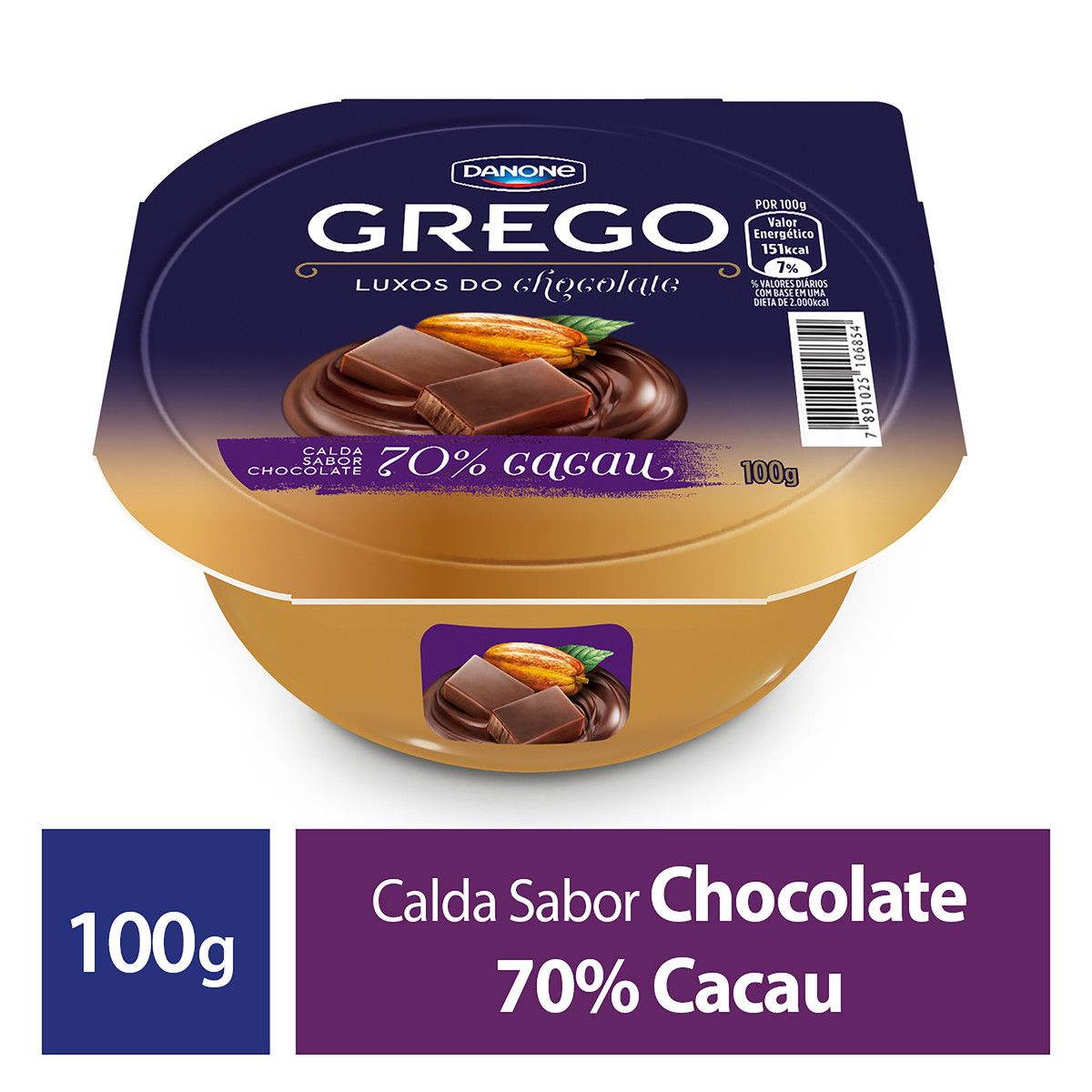 Iogurte Grego Calda Chocolate 70% Cacau Danone Luxos do Chocolate Pote 100g image number 1