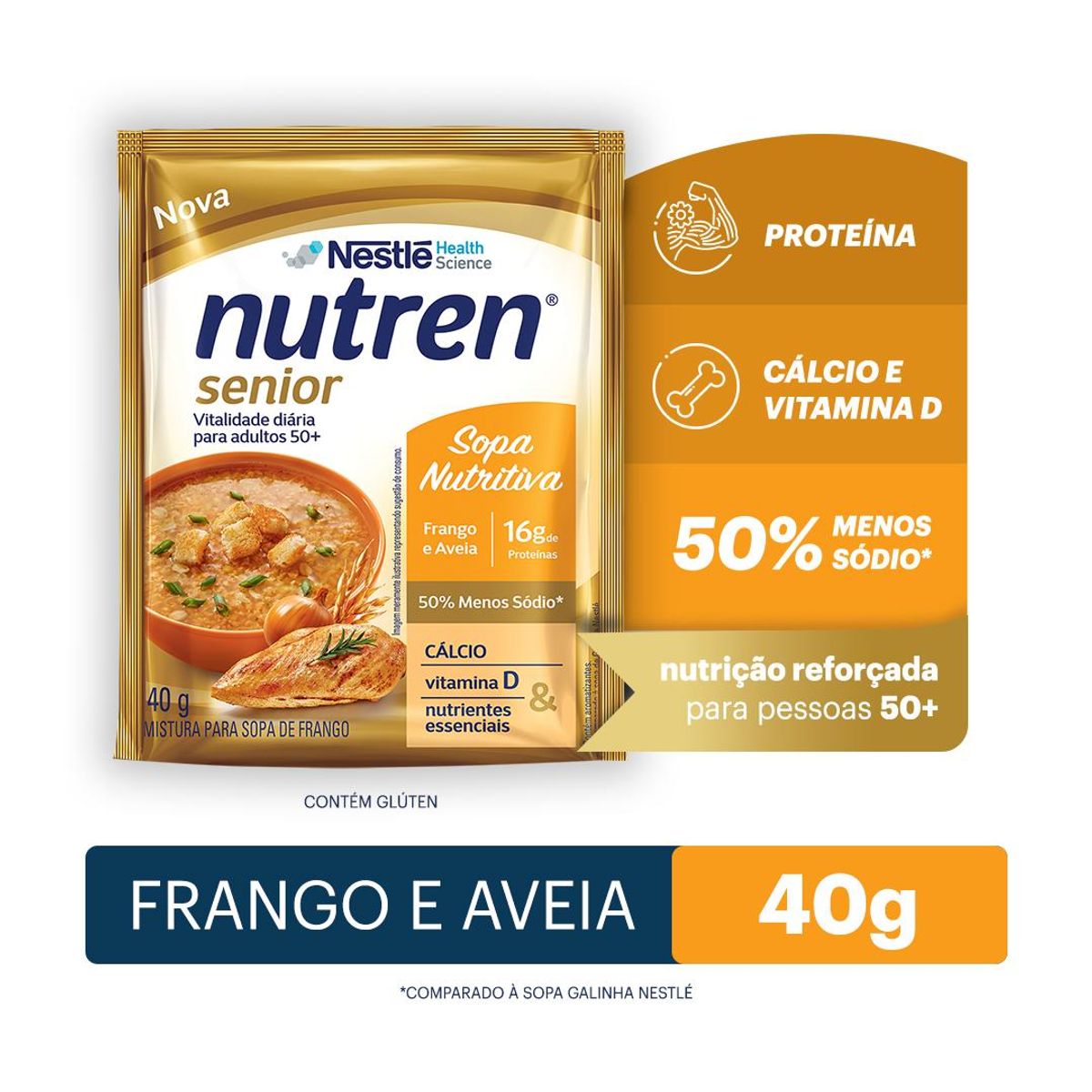 Complemento Alimentar Nutren Senior Sopa Nutritiva Frango e Aveia 40g image number 1