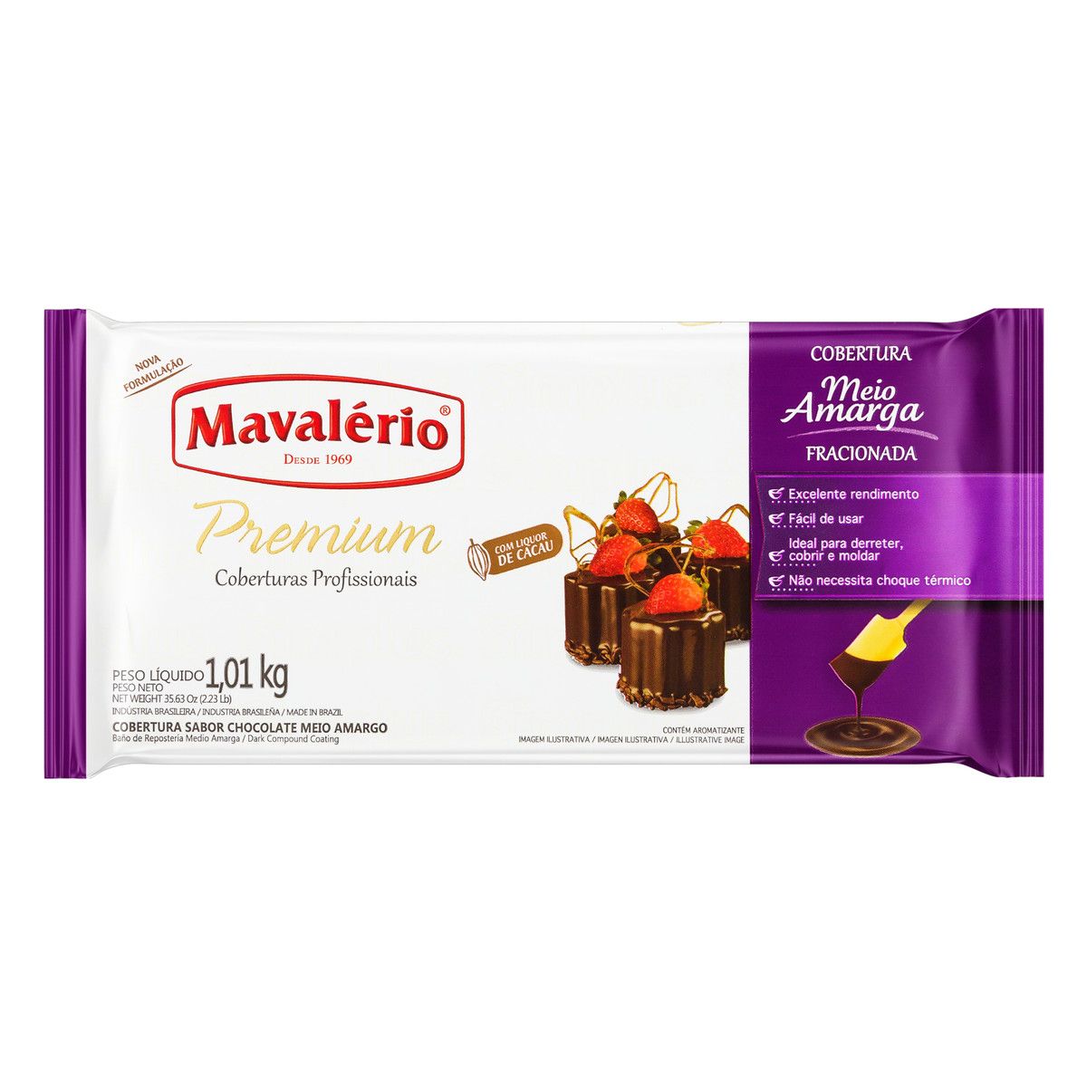 Cobertura Mavalério Chocolate Meio Amargo Premium 1,01kg