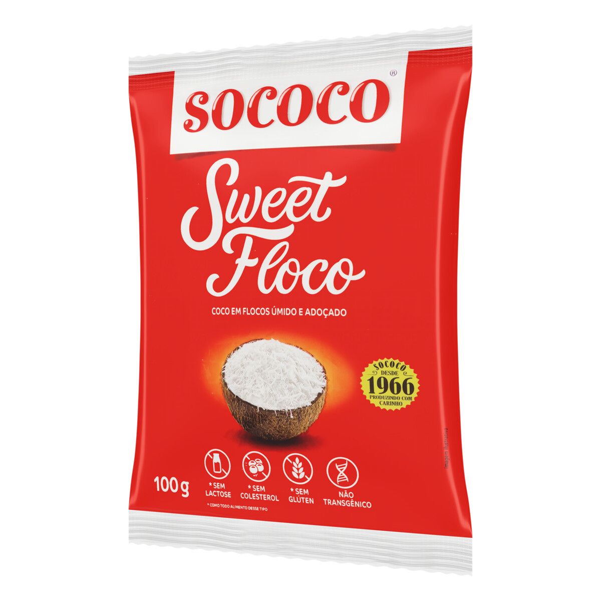 Coco Ralado Sococo Úmido Adoçado em Flocos Sweet 100g image number 2