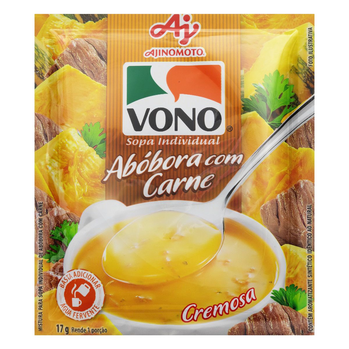 Sopa Individual Cremosa Abóbora com Carne Vono Pacote 17g image number 0