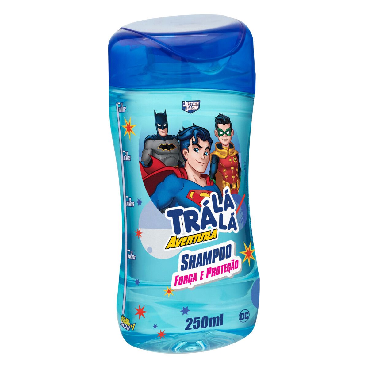 Shampoo Infantil Justice League Trá Lá Lá Aventura Força e Proteção Frasco 250ml image number 3