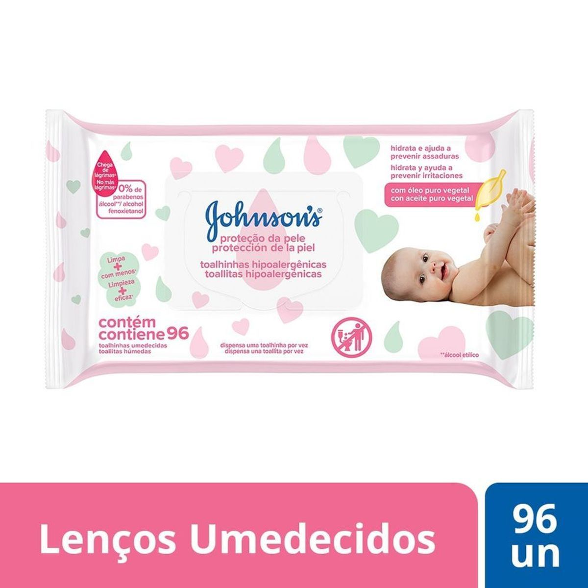 Lenços Umedecidos Johnson's Baby Extra Cuidado 96 unidades image number 1