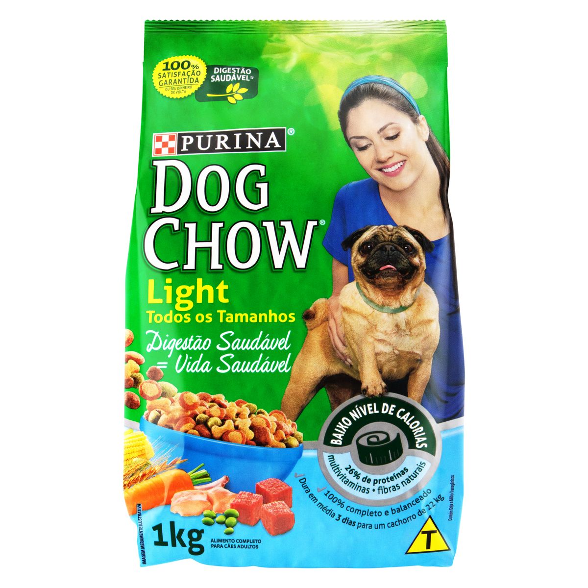 Alimento para Cães Adultos Light Purina Dog Chow Pacote 1kg