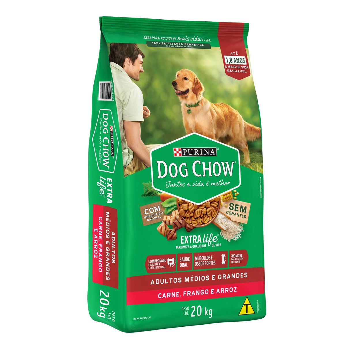 Alimento Dog Chow Cães Adultos Médios e Grandes Carne, Frango e Arroz 20kg image number 2