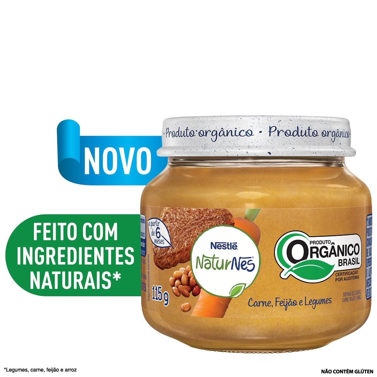Papinha Orgânica Nestlé Naturnes Carne, Feijão e Legumes 115g image number 1