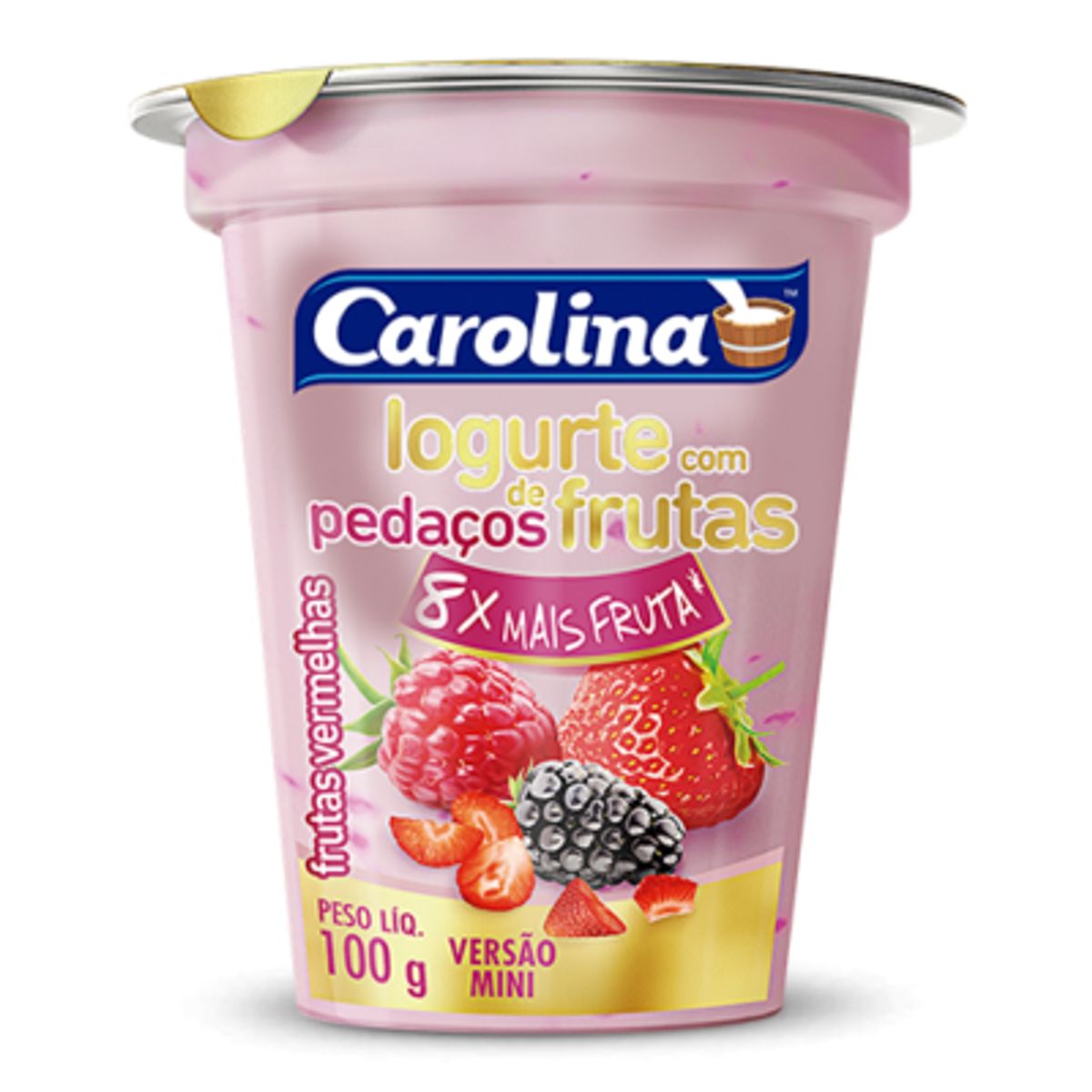 Iogurte Carolina com Pedaço de Frutas Frutas Vermelhas 100g