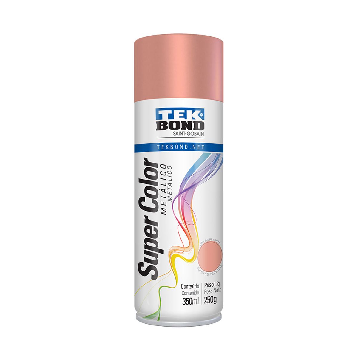 Tinta Spray Tek Bond Super Color Metálico Rose Gold 350ml image number 0