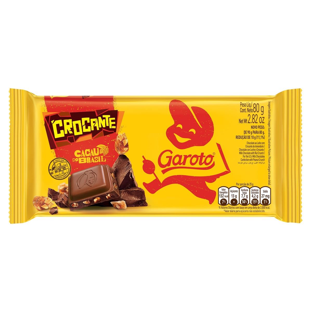 Chocolate Garoto Crocante Tablete 80g image number 0