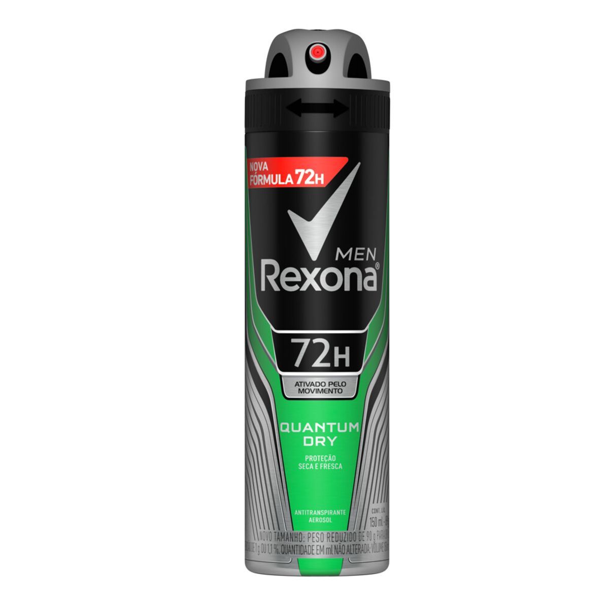Desodorante Antitranspirante Aerosol Masculino Rexona Quantum Dry 72 horas 150ml