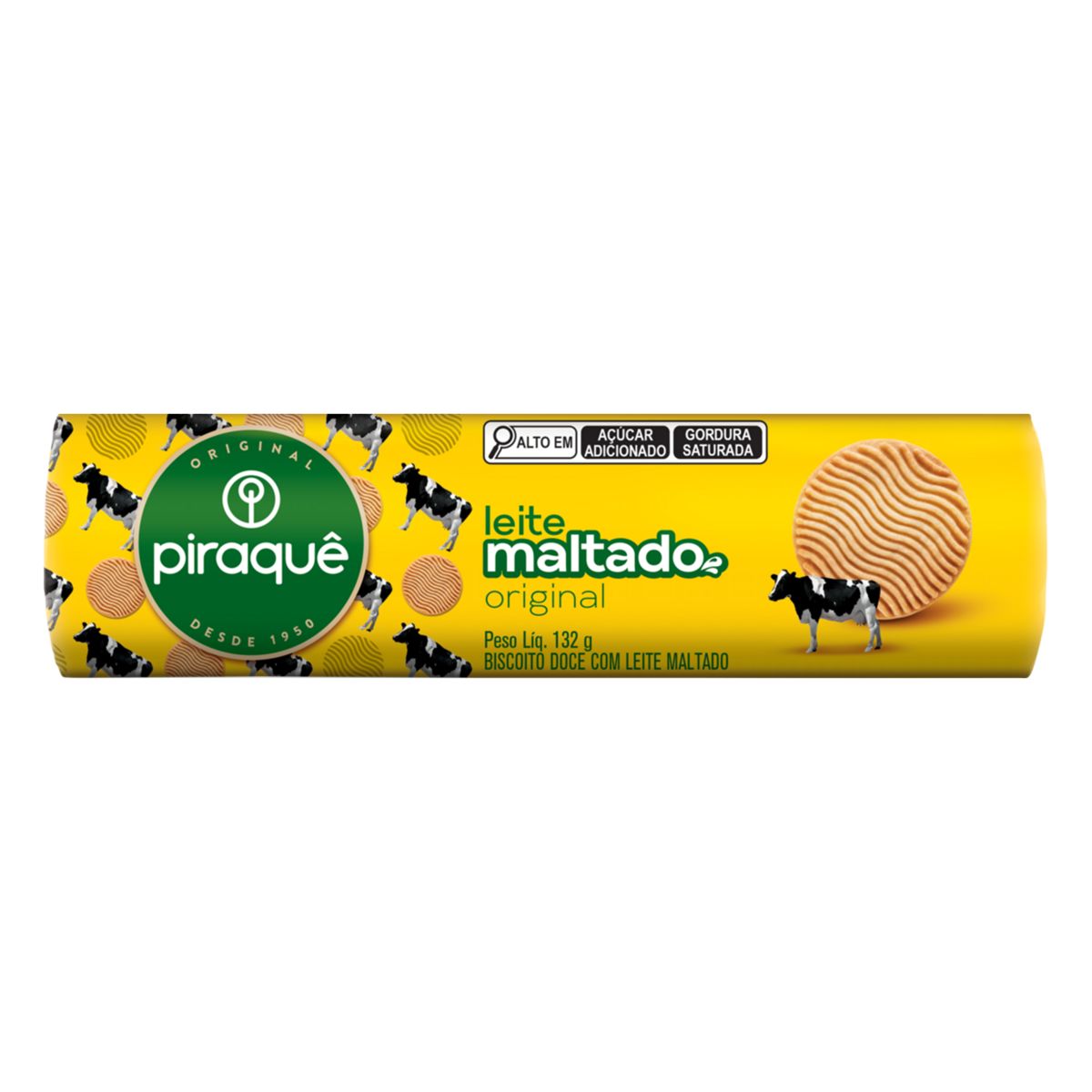 Biscoito Piraquê Leite Maltado Original Pacote 132g