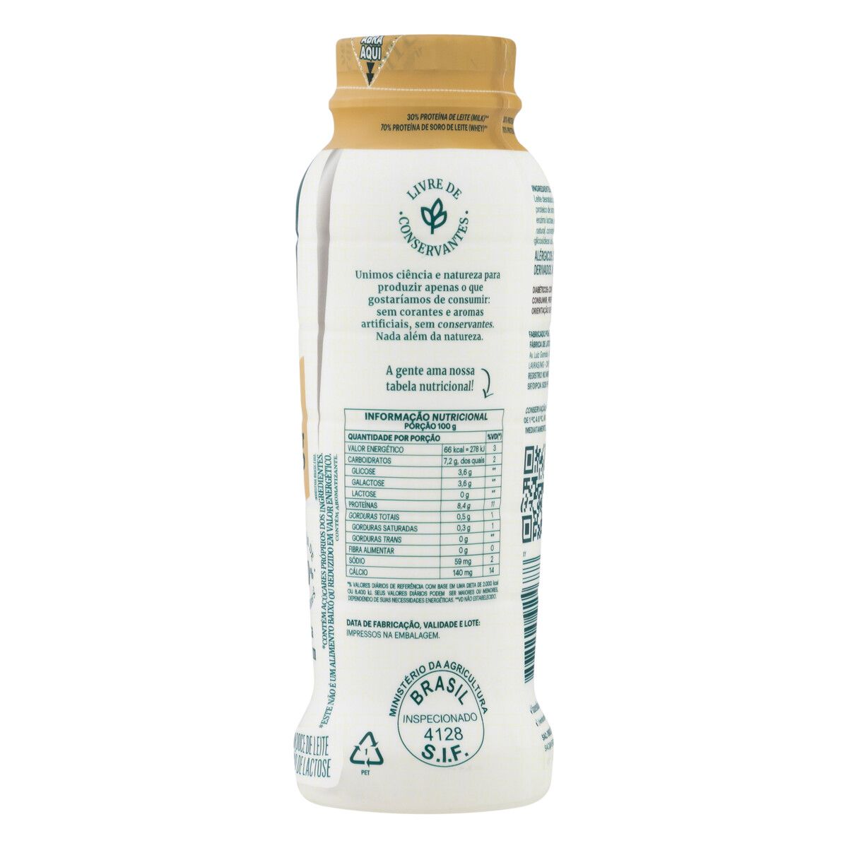 Iogurte Desnatado Pasta de Amendoim Zero Lactose Verde Campo Natural Whey Frasco 250g image number 1